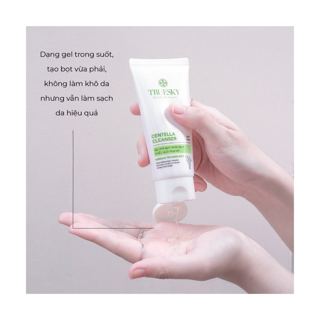 Ảnh Bigsize - Gel rửa mặt ngăn ngừa mụn Truesky Centella Cleanser chiết xuất rau má 100g 2