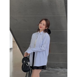 Áo sơ mi kẻ form rộng thêu chữ S - 247store - Somike3071_P4K4