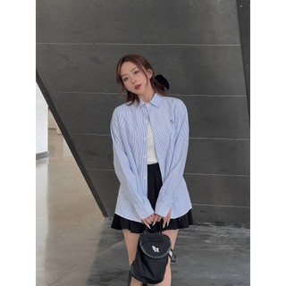 Áo sơ mi kẻ form rộng thêu chữ S - 247store - Somike3071_P4K4
