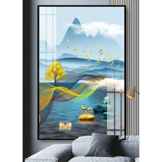 Tranh Treo Tường Hươu Tài Lộc 01 - Tranh Laminate Tráng Gương