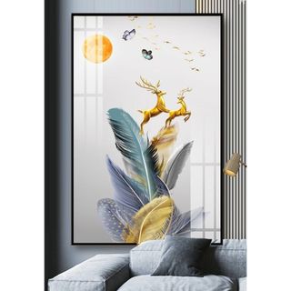 Tranh Treo Tường Hươu Tài Lộc 01 - Tranh Laminate Tráng Gương