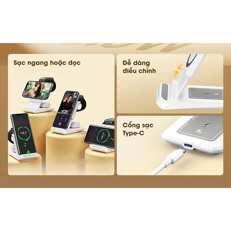 Đế Sạc Không Dây 3 in 1 Sạc Nhanh 23.5 W - Remax RP-W81 | Shopee Việt Nam