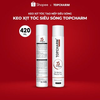 Keo xịt tóc tạo nếp siêu sóng TOPCHARM 420ml Gôm xịt tóc giữ nếp lâu độ phồng tự nhiên không bết