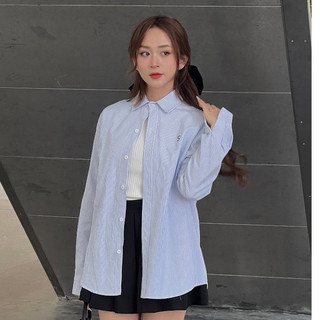 Áo sơ mi kẻ form rộng thêu chữ S - 247store - Somike3071_P4K4