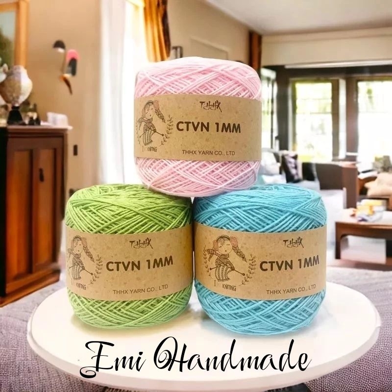 Sợi cotton Việt Nam CTVN hãng THHX 1mm ( bảng màu từ 1-56 )  chuyên móc thú, bikini, váy áo mùa hè, lót ly không xù