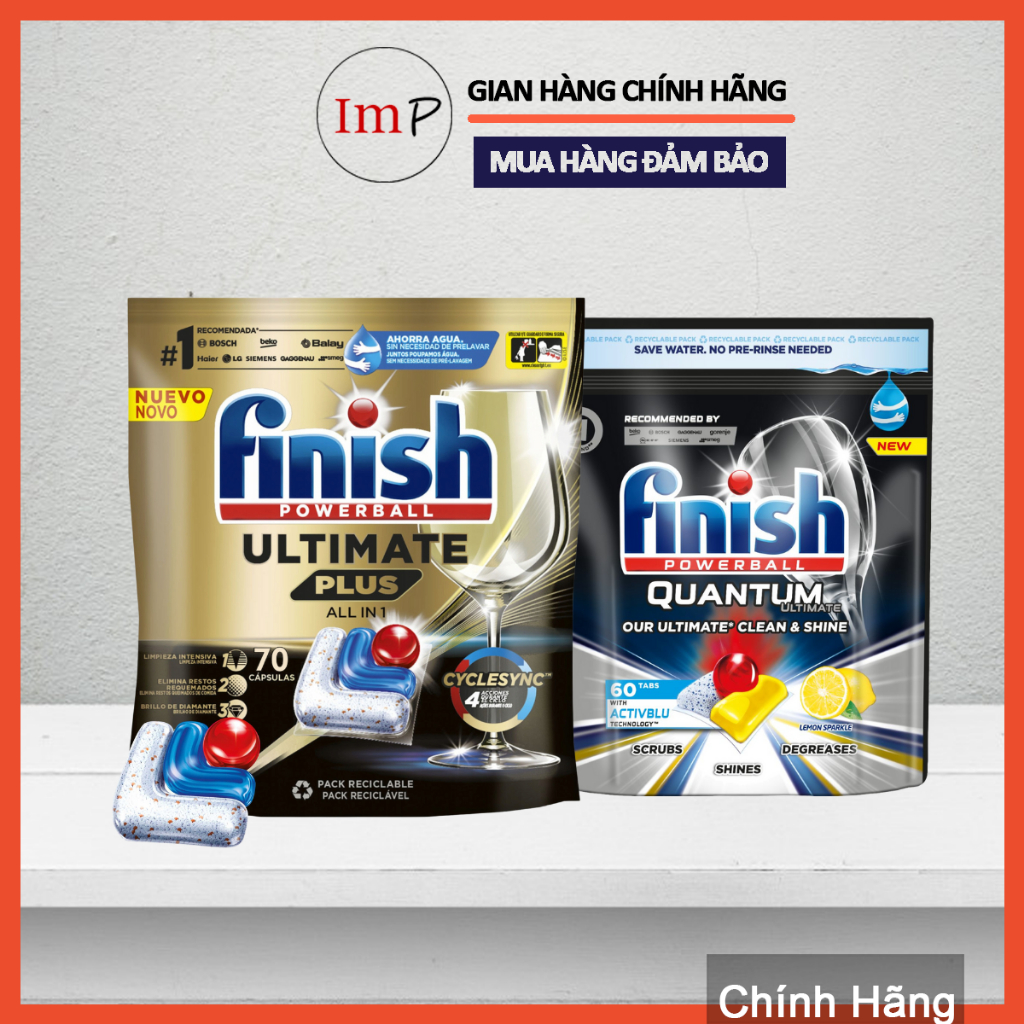 Viên rửa bát Finish Quantum Ultimate Plus - All in One (Mùi hương cơ ...