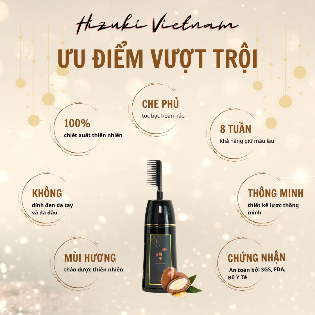 Dầu gội phủ bạc Komi Nhật Bản màu nâu hạt dẻ chai thiết kế lược thông mình giúp phủ bạc nhanh chóng chai 350ml
