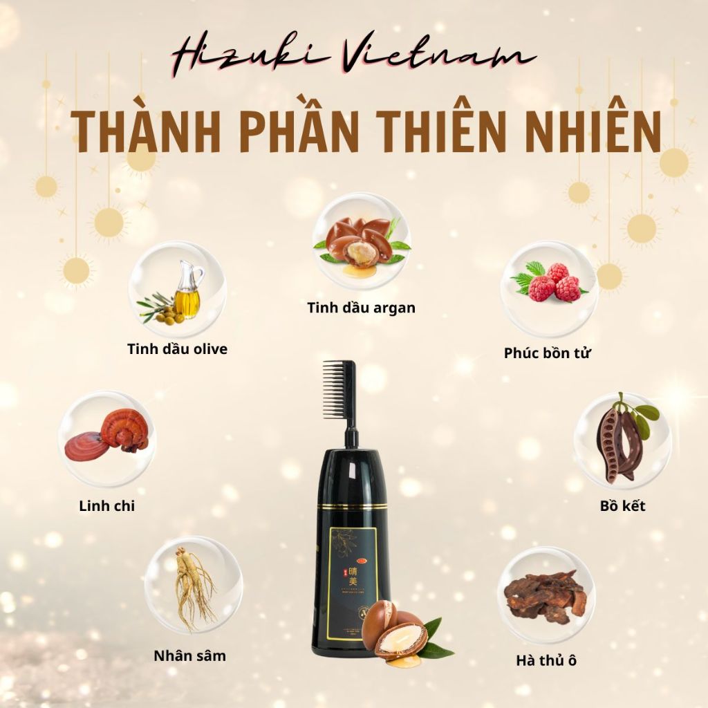 Dầu gội phủ bạc Komi Nhật Bản màu nâu hạt dẻ chai thiết kế lược thông mình giúp phủ bạc nhanh chóng chai 350ml