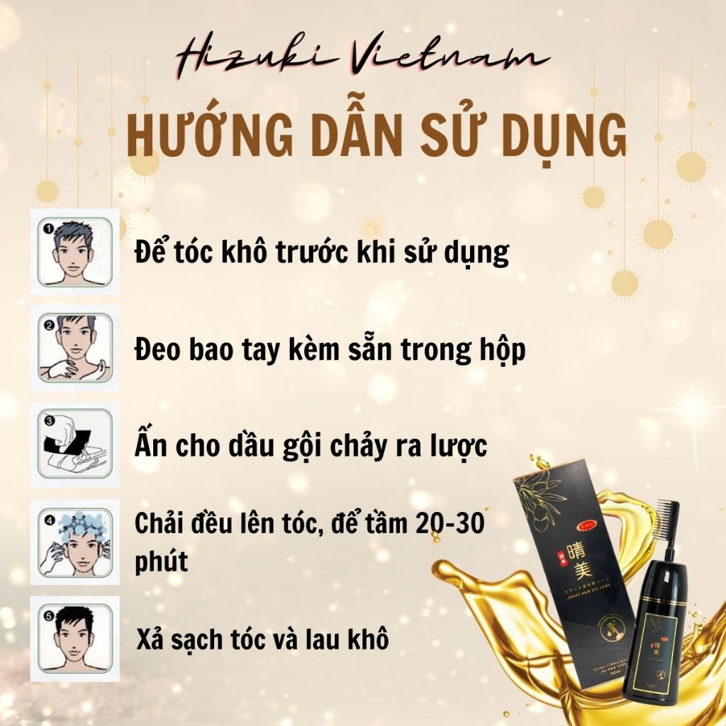 Dầu gội phủ bạc Komi Nhật Bản màu nâu hạt dẻ chai thiết kế lược thông mình giúp phủ bạc nhanh chóng chai 350ml
