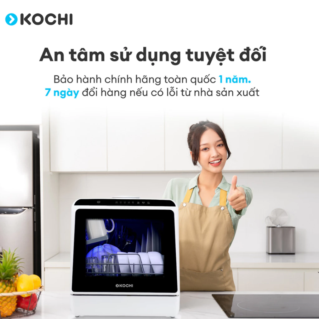 Máy rửa chén bát để bàn KOCHI C400 - sức chứa 4 bộ - Không lắp đặt - Rửa nước nóng áp suất cao -Sấy PTC - Lưu trữ 72 giờ
