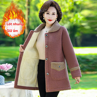 Áo khoác lông cừu dày vừa thu đông dành cho mẹ trung niên và người già từ 40-50 tuổi