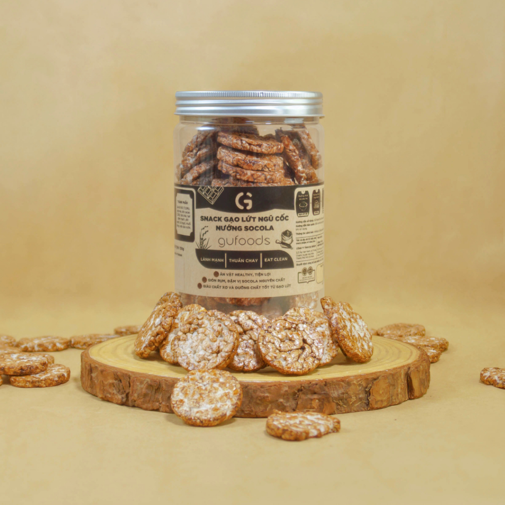 Ảnh Snack gạo lứt ngũ cốc nướng socola GUfoods (Hũ 100g) - Giòn rụm, Thơm ngon, Ăn vặt healthy, Eat clean, Thuần chay 3