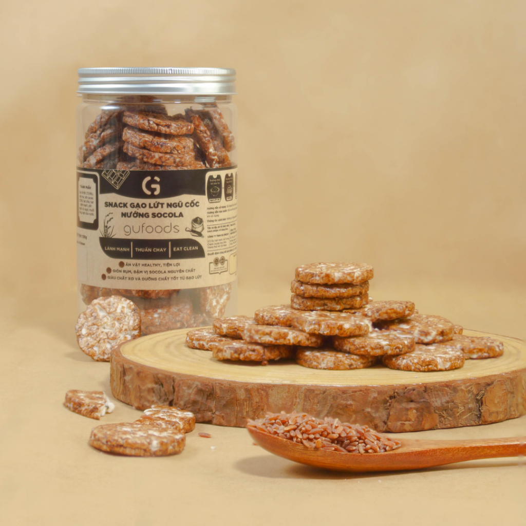 Ảnh Snack gạo lứt ngũ cốc nướng socola GUfoods (Hũ 100g) - Giòn rụm, Thơm ngon, Ăn vặt healthy, Eat clean, Thuần chay 4