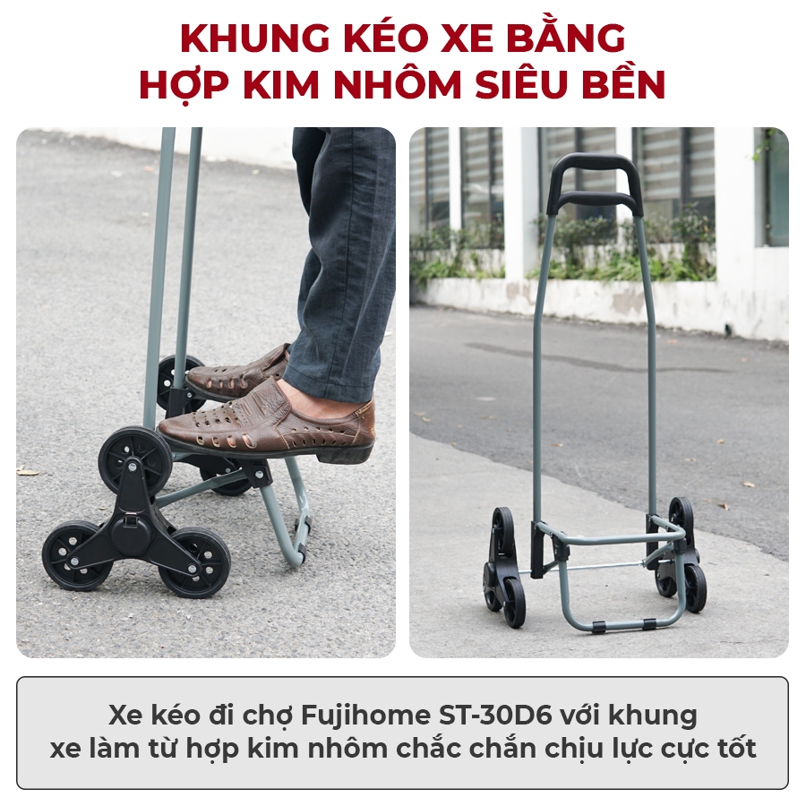 Xe kéo đi chợ giá rẻ Fujihome ST-30D6 gấp gọn tiện dụng , tải trọng 60kg, bảo hành chính hãng 1 năm