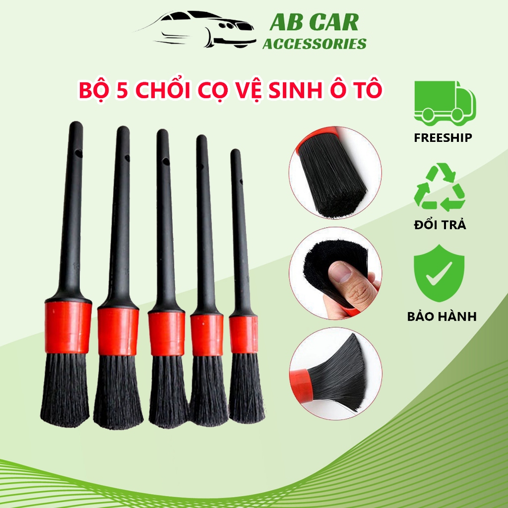 BỘ 5 CHỔI CỌ RỬA VỆ SINH Ô TÔ ĐA NĂNG, CỌ RỬA KHOANG MÁY, MÂM XE, NỘI ...