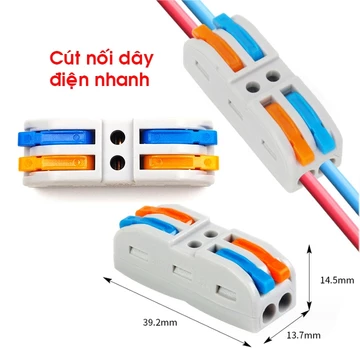 10 Cút nối dây điện nhanh PCT 222, jack nối dây điện, đầu nối, cốt nối dây điện nhanh đủ loại tải 32A 250V