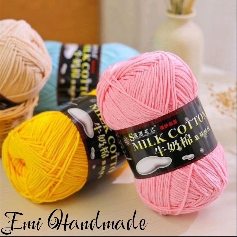 Len milk cotton 125g loại 1 se tròn, săn chắc, đan móc khăn, áo, túi xách, thú bông cho bé (bảng 1 từ 1-50)