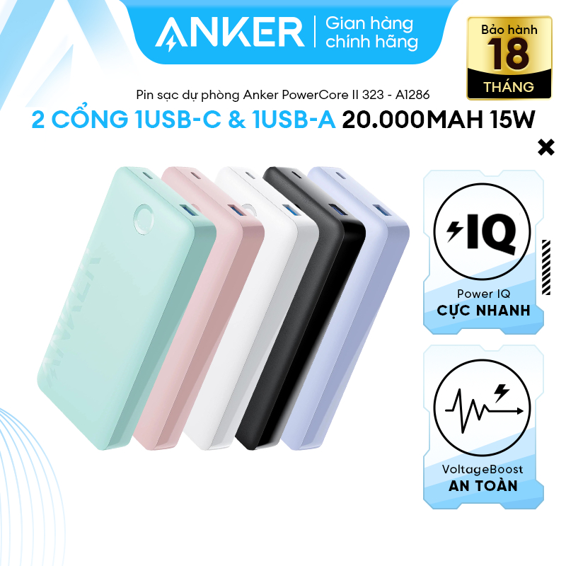 Pin Sạc Dự Phòng ANKER 325 Powercore II 20000mAh 15W - 2 cổng 1USB-C ...