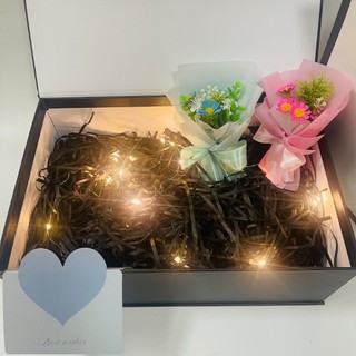 (30*20*11cm) Hộp quà tặng Gift Fou You kèm phụ kiện hoa nhí, gấu, đèn led, phụ kiện sang trọng