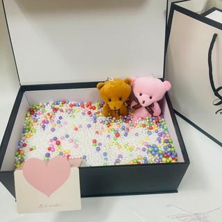 (30*20*11cm) Hộp quà tặng Gift Fou You kèm phụ kiện hoa nhí, gấu, đèn led, phụ kiện sang trọng