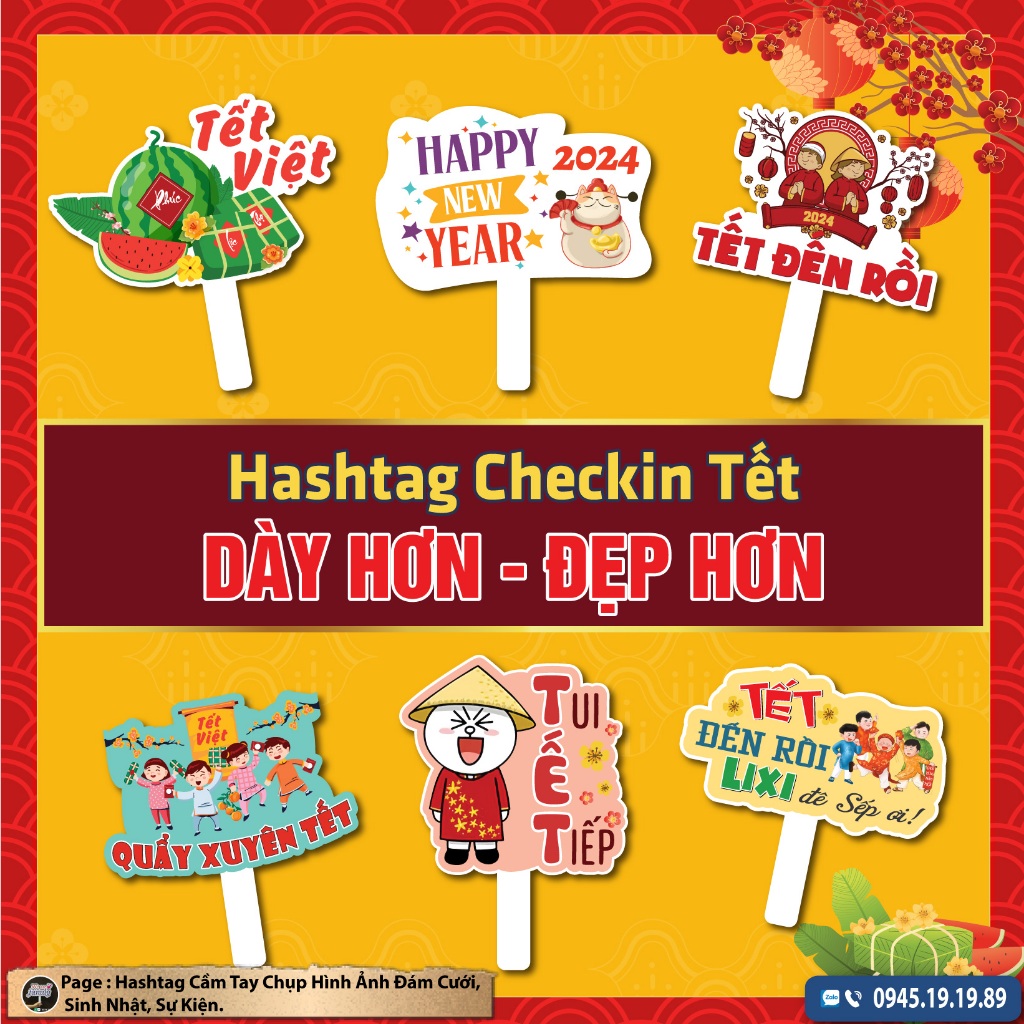[Hashtag Tết] Hashtag Cầm Tay Chụp Ảnh Tết,Tiệc Công Ty, Tất Niên ...