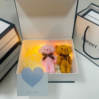 (SWL) Hộp túi quà xinh xắn kèm phụ kiện bó hoa nhí, gấu bông nhiều màu , quà tặng sinh nhật, valentine ý nghĩa
