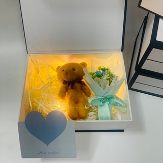 (SWL) Hộp túi quà xinh xắn kèm phụ kiện bó hoa nhí, gấu bông nhiều màu , quà tặng sinh nhật, valentine ý nghĩa