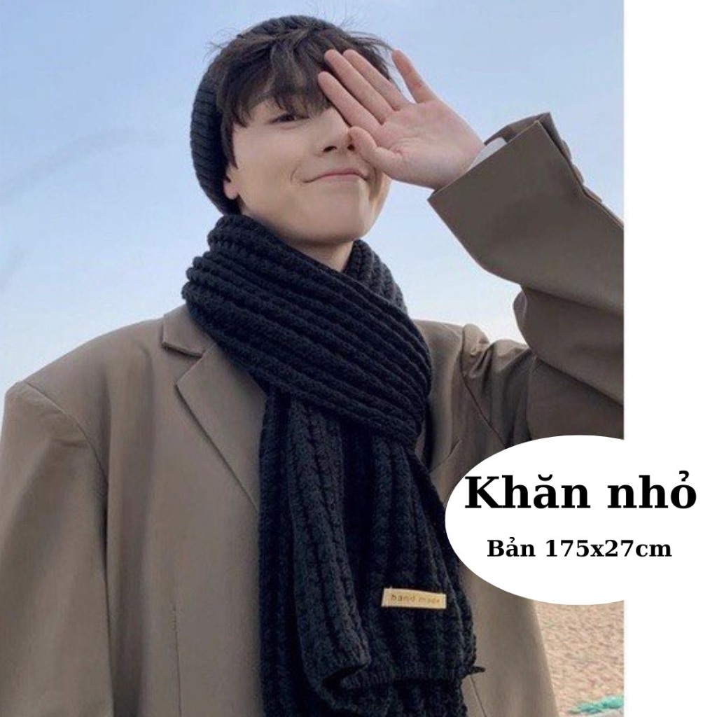 Khăn len quàng cổ nam nữ hàn quốc  - khăn đôi tag handmade quà tặng khăn choàng cổ mùa đông dày ấm