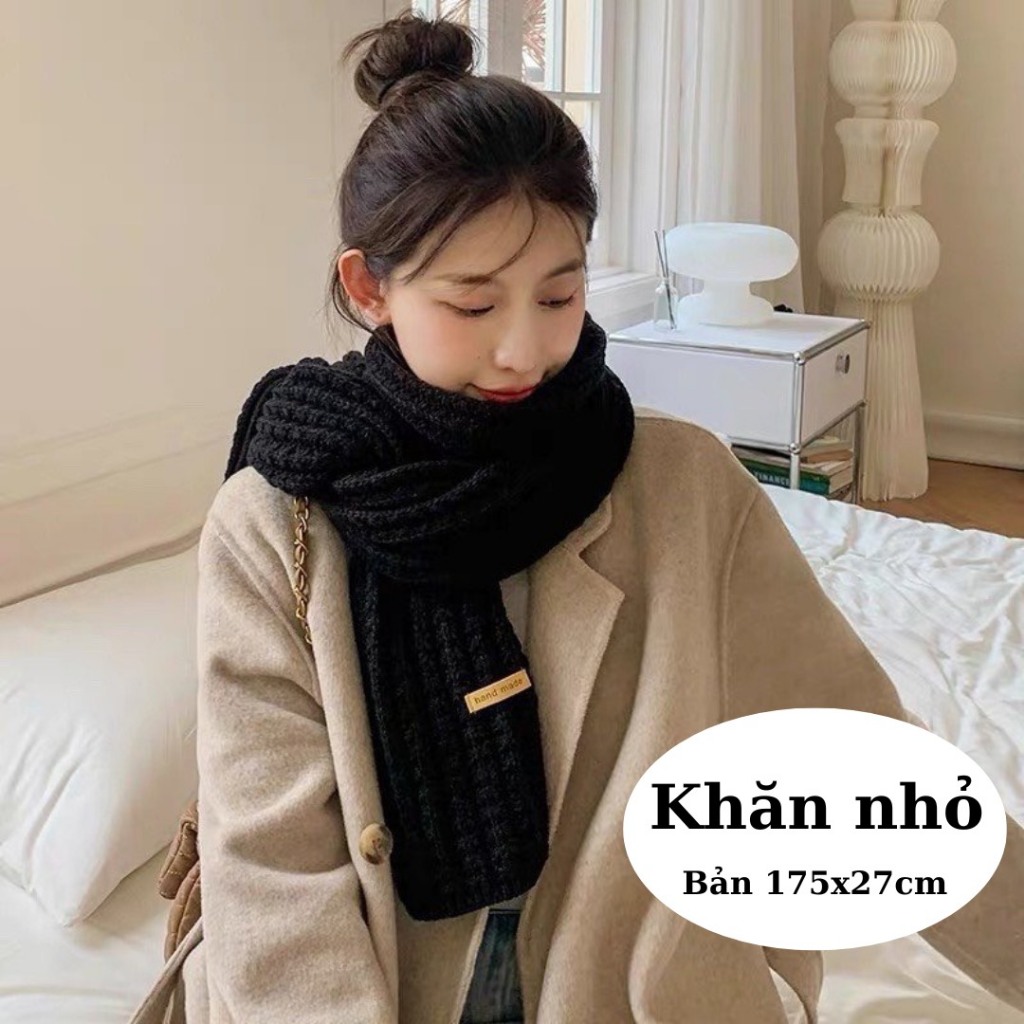 Khăn len quàng cổ nam nữ khăn tag handmade nam vintage khăn choàng cổ đôi nam mùa đông dày ấm Hàn Quốc