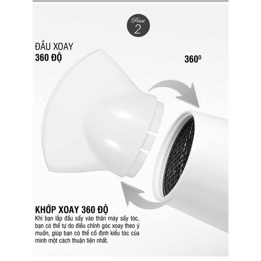 Máy sấy tóc LocknLock ENA136WHT màu trắng , 2 chế độ nóng lạnh, kèm đầu dẹp tạo kiểu - K-MALL