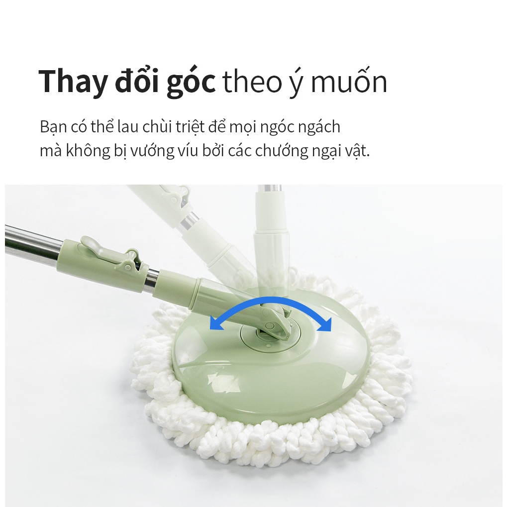 Bộ cây lau nhà LocknLock Mini Spin Mop ETM498MITS2 ,tặng kèm 3 bông lau , Tự Vắt Thông Minh - K-MALL