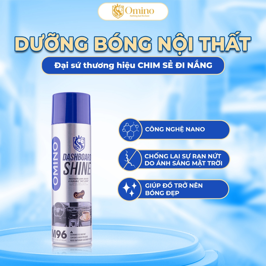 Xịt Dưỡng Bóng Nội Thất, Ghế Da Ô Tô Hương Cafe OMINO M96 500ml - Chính Hãng Omino Vietnam