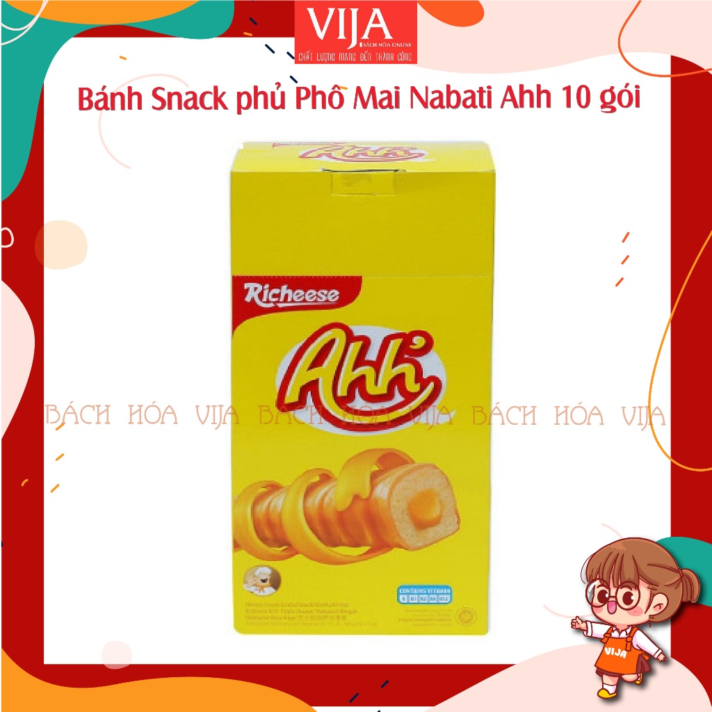 Bánh Snack phủ Phô Mai Nabati Ahh 90g (10 gói x 9g) | Shopee Việt Nam