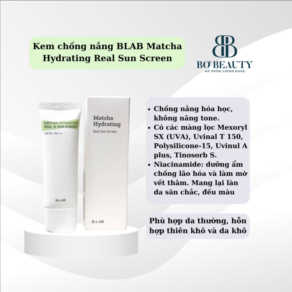 Kem Chống Nắng BLAB Matcha Hydrating Real Sun Screen SPF50+ PA++++ B ...