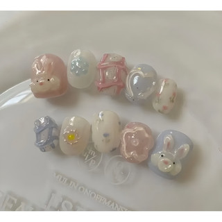 Nailbox nặn gel nổi thỏ form ngắn dễ thương