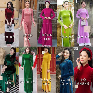 ÁO DÀI NHUNG TRUYỀN THỐNG CAO CỔ, CÓ SẴN ĐỦ SIZE