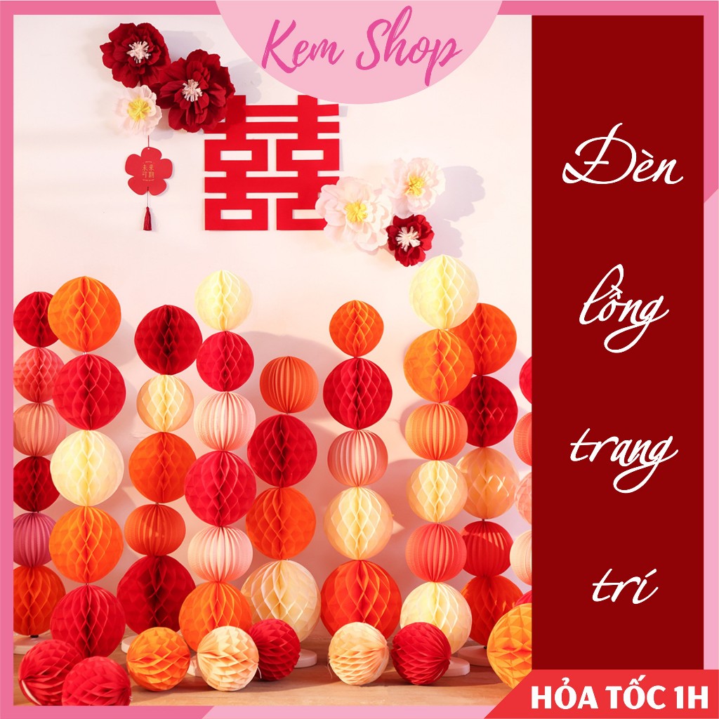 Đèn lồng tổ ong trang trí đám cưới lễ Tết, lễ hội trung thu - Kem Shop K372