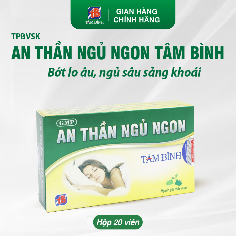 Ảnh Combo 02 hộp 20 viên An thần ngủ ngon Tâm Bình - Hỗ trợ giảm mất ngủ, ngủ không sâu giấc, lo âu, căng thẳng 1