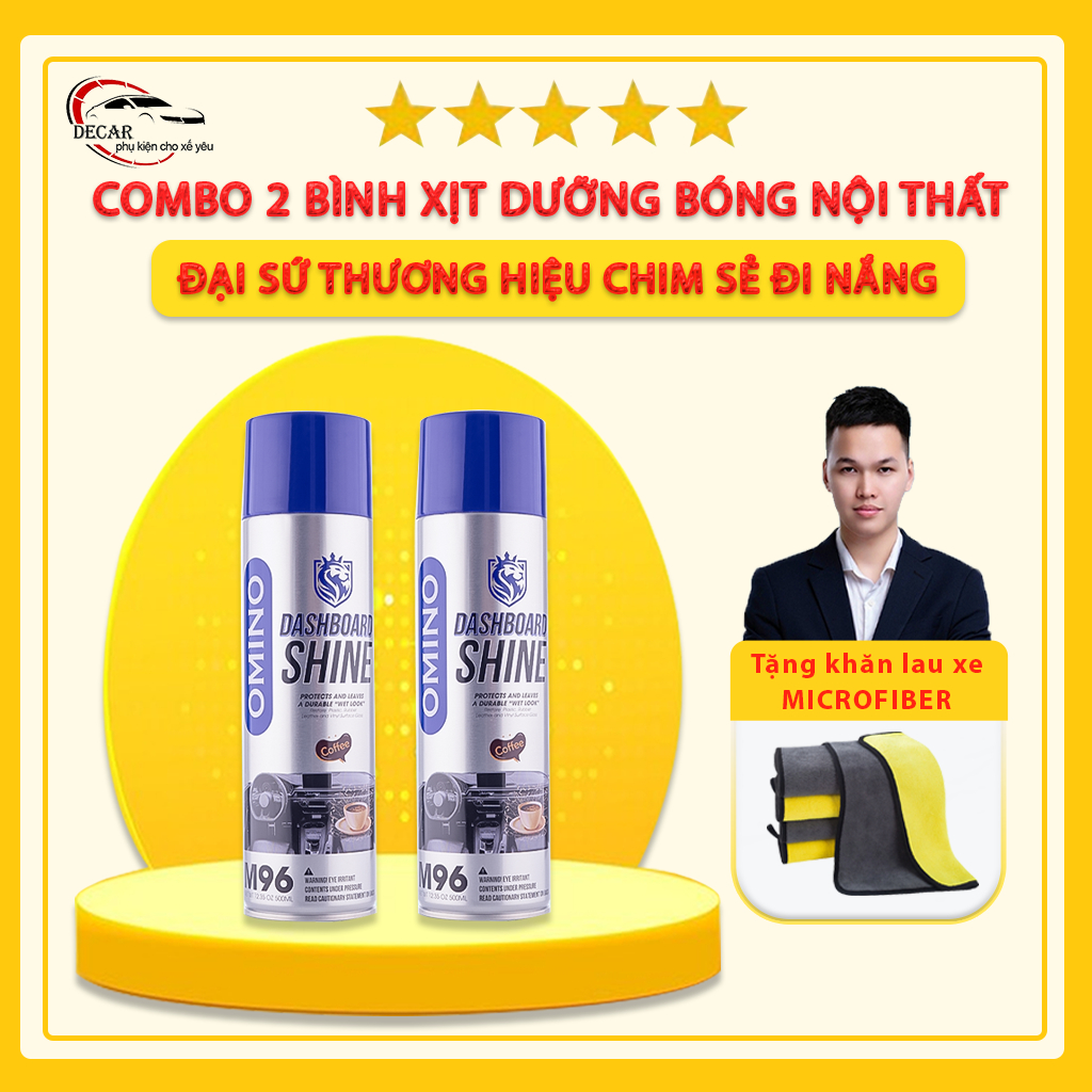 Combo 2 Xịt Dưỡng Bóng Nội Thất, Ghế Da Ô Tô Hương Cafe OMINO M96 500ml - Chính Hãng Omino Vietnam