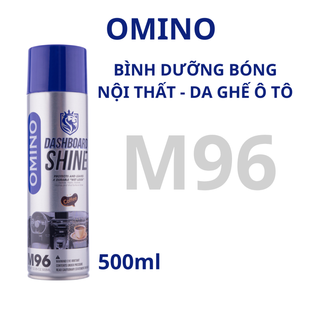 Combo 2 Xịt Dưỡng Bóng Nội Thất, Ghế Da Ô Tô Hương Cafe OMINO M96 500ml - Chính Hãng Omino Vietnam