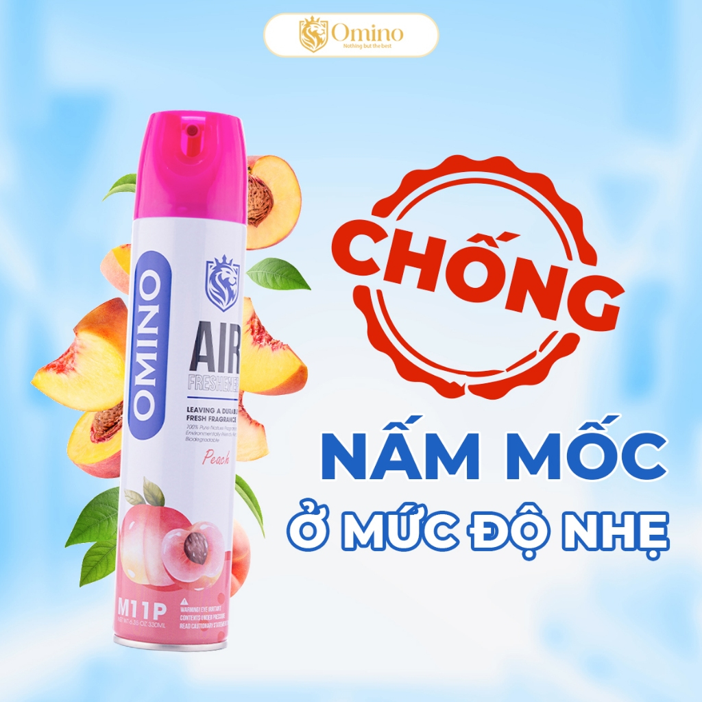Xịt Thơm Khử Mùi Nội Thất Ô Tô OMINO M11 330ml- Đủ 3 Mùi Hương Táo, Đào, Chanh - Chính Hãng Omino Vietnam