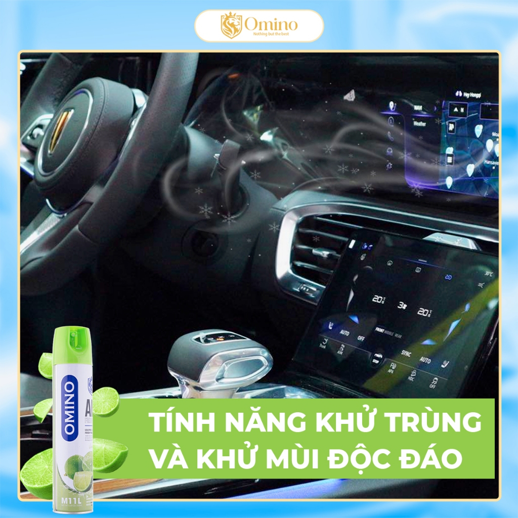 Xịt Thơm Khử Mùi Nội Thất Ô Tô OMINO M11 330ml- Đủ 3 Mùi Hương Táo, Đào, Chanh - Chính Hãng Omino Vietnam