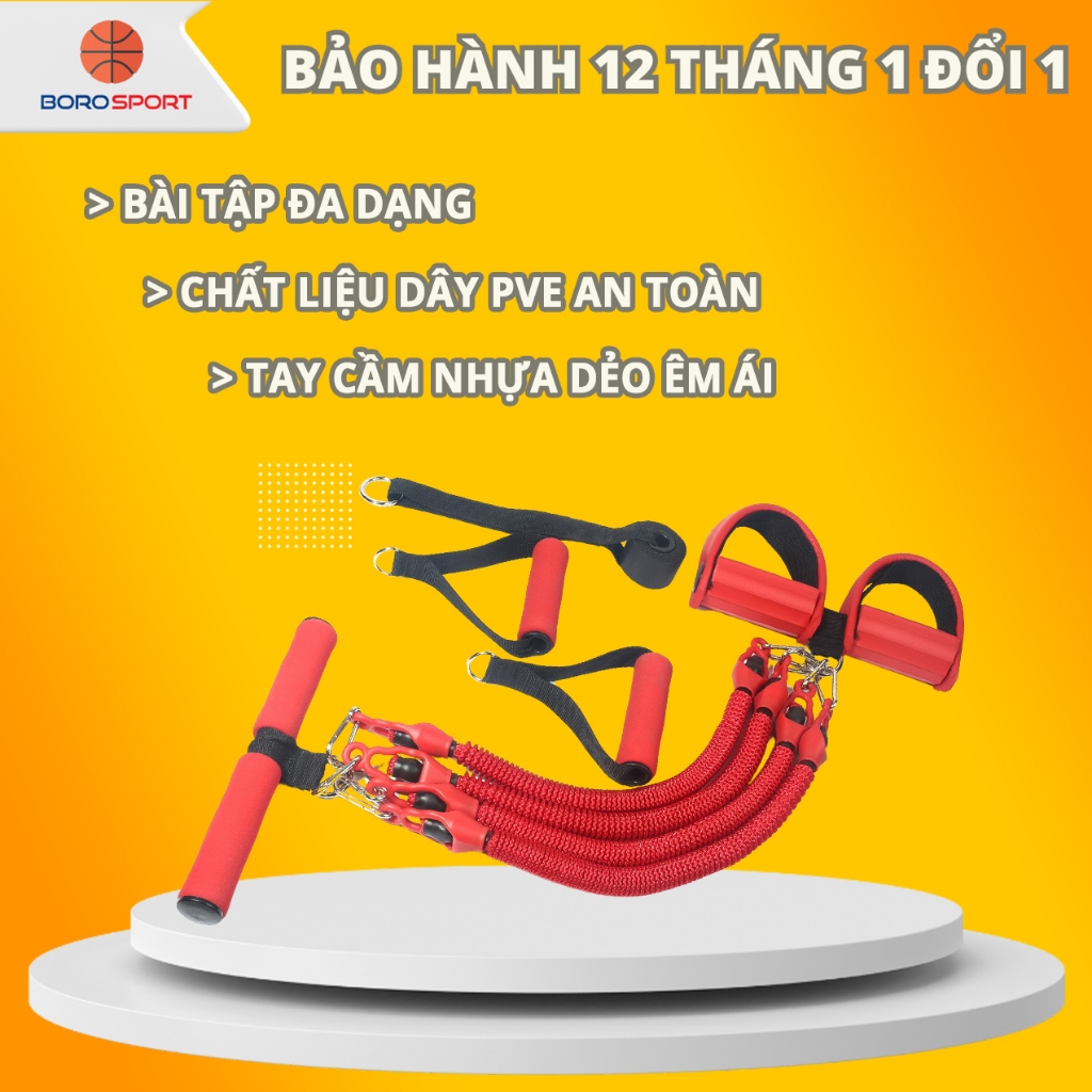 Ảnh Bộ dây đàn hồi kháng lực 10 món tập bụng , tập ngực tại nhà đa năng Cleacco Boro Sport 1