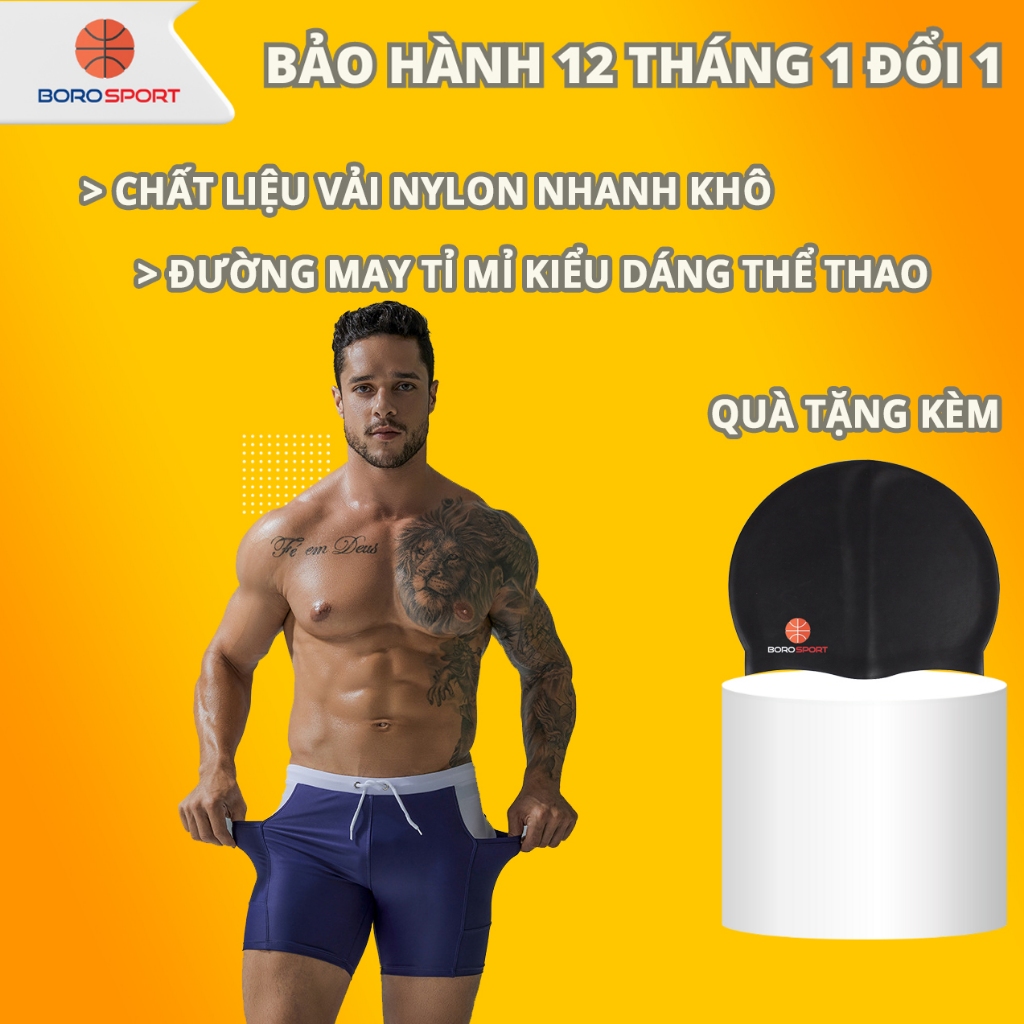 Ảnh Quần Bơi Nam Tặng Kèm Nón Bơi | Quần Bơi Boxer Có Túi | Chất Liệu Superfine Polyester Thoáng Khí | Cleacco QBCT – Boro S 2