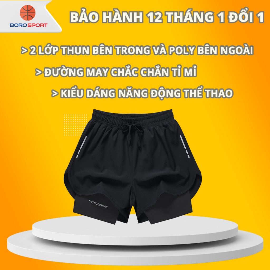 Ảnh Quần Chạy Bộ Nam Bảo Hành 12 Tháng Quần Thể Thao Nam 2 Lớp Vải Dù Và Polyester Thoáng Khí Cleacco C622 Boro Sport 1