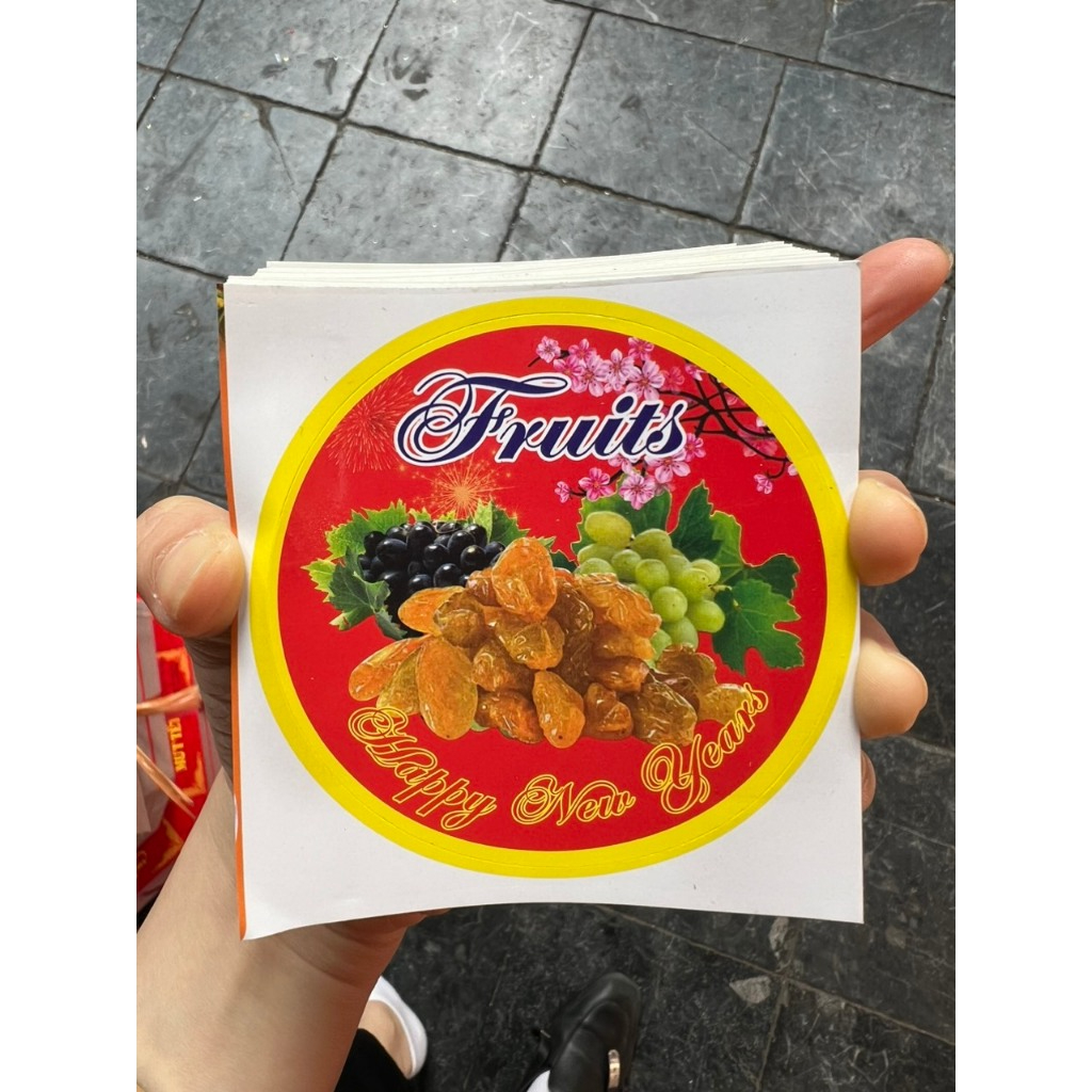 100 cái tem nho khô tròn decan dùng để dán hộp hoặc túi nho khô ...