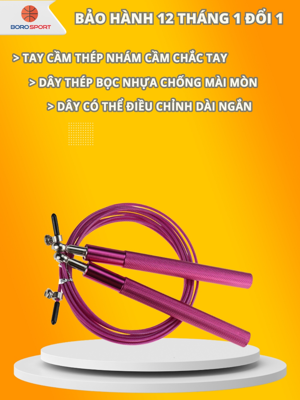 Ảnh Dây nhảy Bảo Hành 12 Tháng Dây Nhảy Thép Tay Cầm Hợp Kim Nhôm Chắc Chắn Cleacco DNT Boro Sport 1