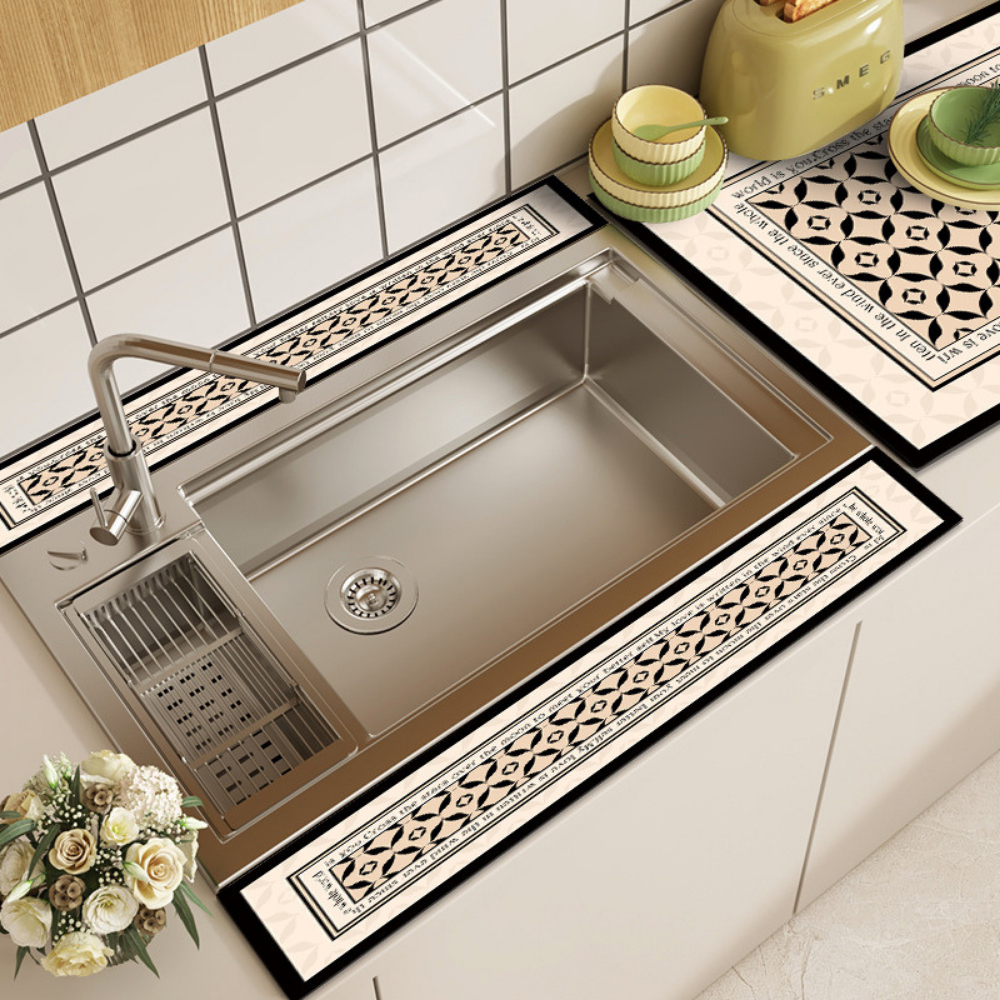 Thảm Thấm Hút Nước Bồn Rửa Bát Nhanh Khô, Chất Liệu Bùn Tảo Cát Cao Su Chống Trượt, Thảm Thấm Nước