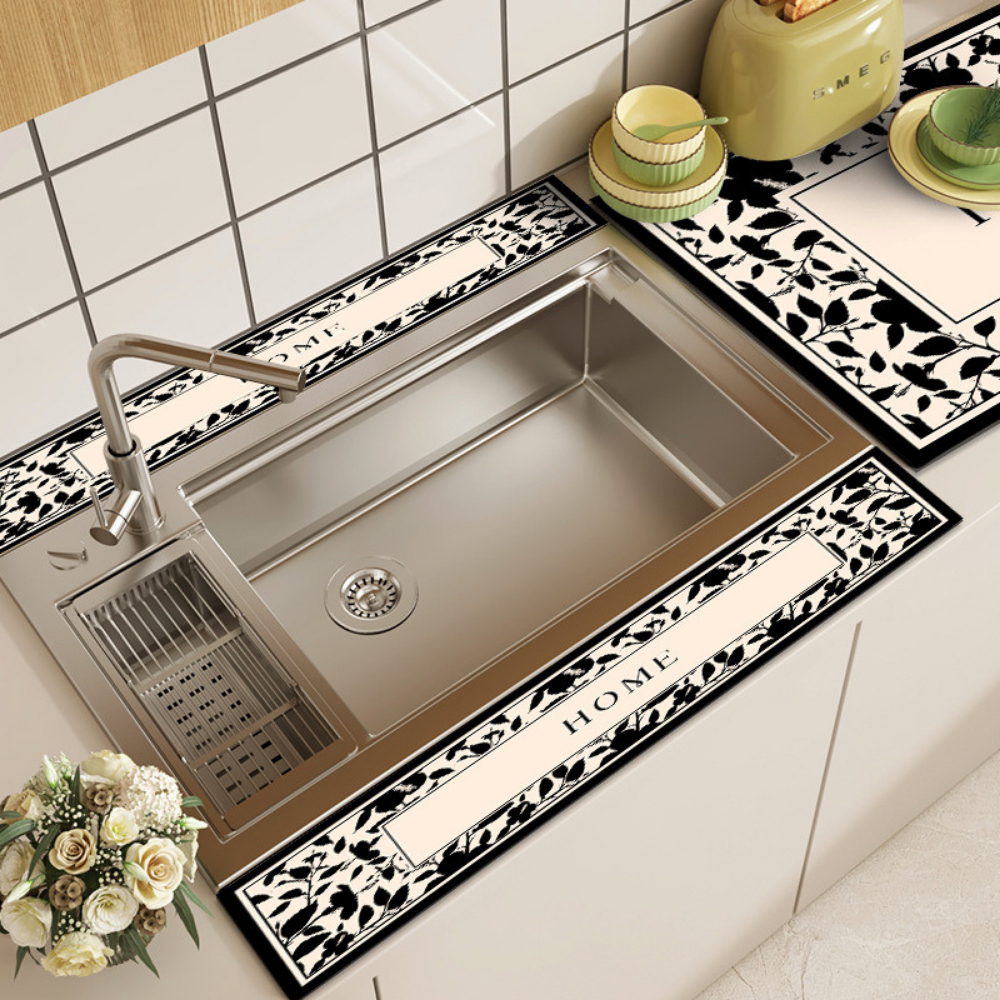 Thảm Thấm Hút Nước Bồn Rửa Bát Nhanh Khô, Chất Liệu Bùn Tảo Cát Cao Su Chống Trượt, Thảm Thấm Nước