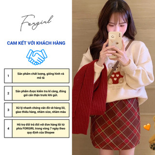 Chân váy dạ caro Forgirl Chân váy chữ A dáng ngắn T027